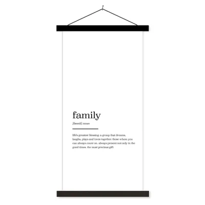 Produktbild von MuchoWow® Textilposter Zitate - sprichwörter - familie - Wörterbuch 40x80 cm mit schwarzem Rahmen - Wandemalerei