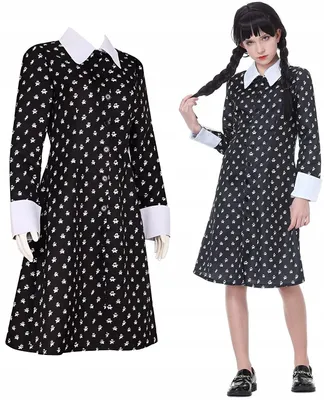 Produktbild von Hopki Wednesday Addams Kinder Kostüm Kleid Karneval 134/140
