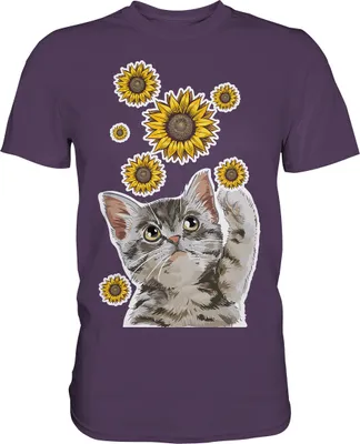Produktbild von Katze Sonnenblumen Shirt Gärtner Kätzchen Garten Motiv – Urban Purple / M