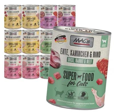 Produktbild von MAC's 12x800g getreidefreies Nassfutter für ausgewachsene Katzen, Mischung aus 6 Geschmacksrichtungen