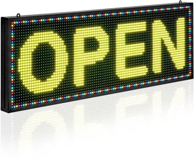 Obrázek produktu pro LED displej s běžícím textem – P10 plně barevný – programovatelný – ovládání přes Bluetooth aplikaci – individuální texty a GIFy – flexibilní – 99 x 35 cm