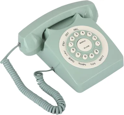 Image de Téléphone vintage, vert, avec de grandes touches, téléphone fixe pour la maison