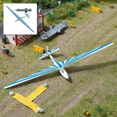 Produktbild von Busch 1155 - 1/87 / H0 Segelflugzeug mit Anhänger - Neu