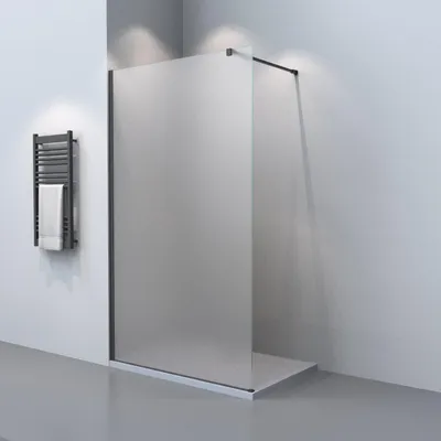 Produktbild von Duschwand, Glaswand  90 100 120 cm, H:200 cm, 8 mm Vollsatiniert +Nanobeschichtung, Milchglass