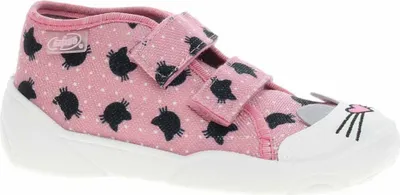 Produktbild von Mädchen sneakers 212P077 rosa glänzend, Kätzchen, Klettverschluss