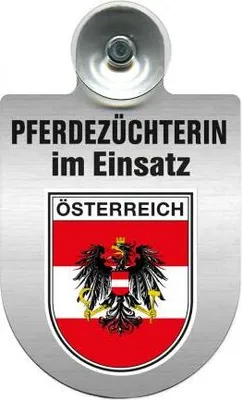 Produktbild von Einsatzschild mit Saugnapf - Pferdezüchterin im Einsatz - 393832 incl. Regionenwappen nach Wahl Color - Region Österreich