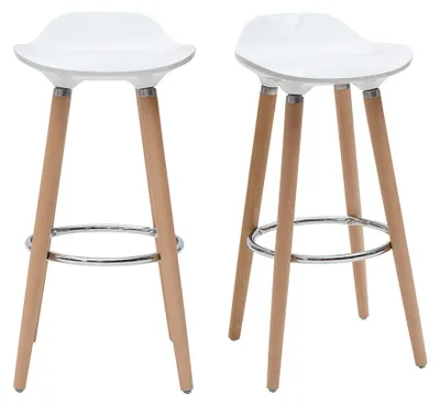 Produktbild von Miliboo - Design-Barhocker Weiß skandinavisch 2er-Set GILDA