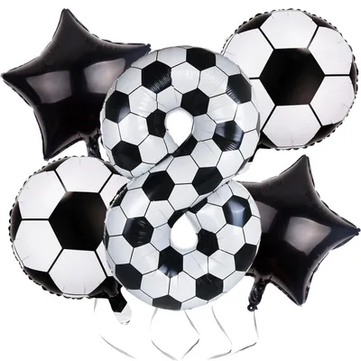 Fußballballons zum 8. Geburtstag, 5er-Pack, Aluminium