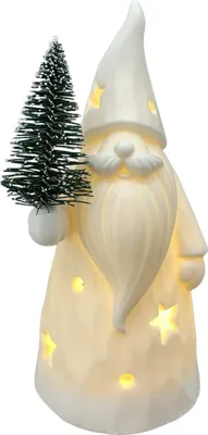 Image de Figurines décoratives LED Père Noël blanc avec arbre, en 14 cm