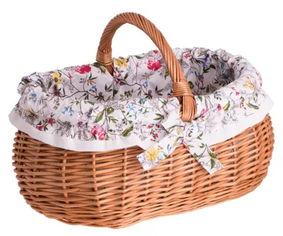 Produktbild von Wendissa Einkaufskorb mit Weidengriff und Blumenmuster-Futter TheWickerStories