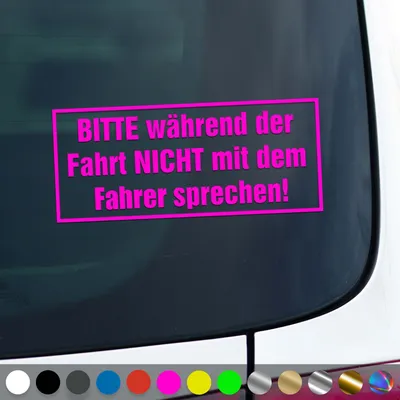 Produktbild von PantherPixel Fahrer Aufkleber Während Der Fahrt Nicht Sprechen Sticker Auto Geschenkidee Farbe Neon-Pink