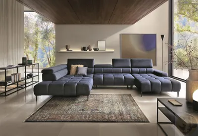 Produktbild von DOMO-HOME Ecksofa PLAZA L mit elektrischer Sitzverstellung 300x216cm | Komfortable U-Form | Verstellbare Kopfstützen | Hochwertige Polsterung | Modernes Design mit Metallfüßen | Farbe dunkelbalu Solar | Links