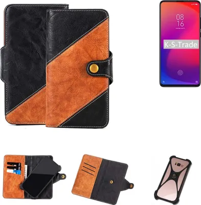 Produktbild von K-S-Trade Handyhülle Schutzhülle Bookstyle Case Wallet-Case kompatibel mit Xiaomi Redmi K20 Handy Cover Bumper Klapphülle schwarz hellbraun 1x