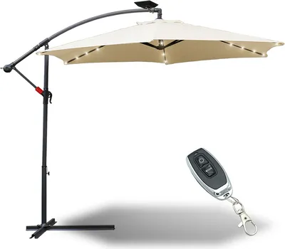 Immagine prodotto di Ombrellone Jopassy 3 m UV40+ con LED solare orientabile Ombrellone da giardino Ombrellone a manovella Alluminio, Beige