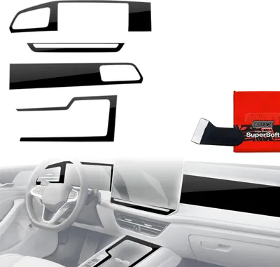 Obrázok produktu pre 4 v 1 ochranné fólie Grizz Protector pre stredovú konzolu a palubnú dosku – Volkswagen Passat B9 15" (2024–2025) čierna lesklá