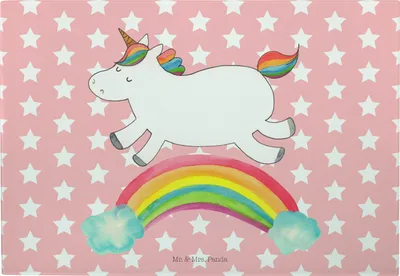 Produktbild von Mr. & Mrs. Panda Schneidebrett Glas Einhorn Regenbogen - Rot Pastell - Geschenk, schneidbrett, Vesperplatte, Unicorn, Brotzeitplatte, Frühstücksbrett, Einhornpower