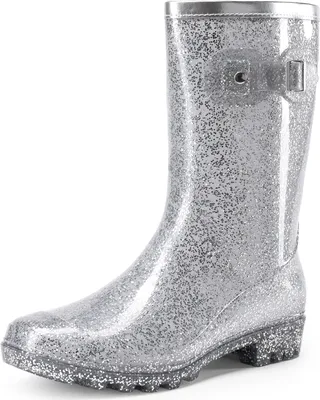 Produktbild von DREAM PAIRS Damen Gummistiefel hohe mode Regenschuhe für den Außenbereich,Farbe: SILBER, Größe: 39