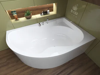 Zdjęcie produktu dla Wanna Akrylowa Zestaw 4w1 Asymetryczna 170x110 Prawa Biała + Obudowa Akrylowa, Nowoczesny Premium Syfon i Nogi (stelaż) w komplecie | BADLAND DORA