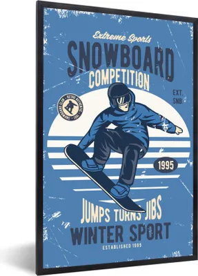 Produktbild von MuchoWow® MuchoWow® Gerahmtes Poster Snowboard - Mann - Retro - Zitat 20x30 cm - Poster mit zchwarzem Bilderrahmen - Drucken - Bilder Poster im Rahmen