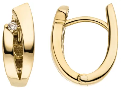 Produktbild von Ohrringe Creolen aus 333 Gold Gelbgold mit 2 Zirkonia 13,6x5,5mm Goldcreolen
