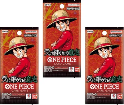 Produktbild von 3X OP13 Carrying on His Will Booster [Japanisch] – | 3 Packs à 6 Karten | Limitierte 3rd Anniversary Collection | Mit Heartforcards Versandschutz