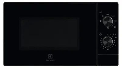 A black Electrolux microwave oven is shown from the front against a white background.