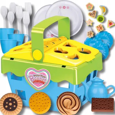Produktbild von OMNA | Sortierkorb für Kinder – Picknick-Set Blau – Lernspielzeug mit 26 Zubehörteilen - Spaß und Kreativität