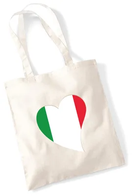 Produktbild von Huuraa Jutebeutel Italien Flagge Herz 10 Liter Natural Baumwolle Tasche Geschenkidee