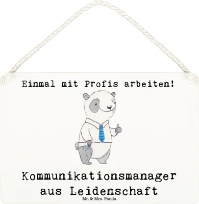 Produktbild von Mr. & Mrs. Panda Schild Kommunikationsmanager Leidenschaft DIN A6 - Weiß - Geschenk, kleine aufmerksamkeit, wandtafel, Studium, Türschild, Wandbild Holz, holzbild, Witzig