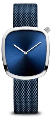 Produktbild von Bering Damen Quarz Armbanduhr Edelstahl Silber-Blau Milanaise Armband 18034-307