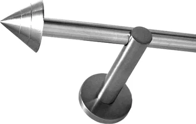 Produktbild von Gardinenstange Set Edelstahl Look Metall Ø 16mm zur Wandbefestigung 1-lauf Modern Spitze , Länge wählbar H12E21