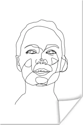 Produktbild von MuchoWow® Poster Strichzeichnung - Frau - Gesicht 40x60 cm - Plakate für die Wand - Poster Babyzimmer