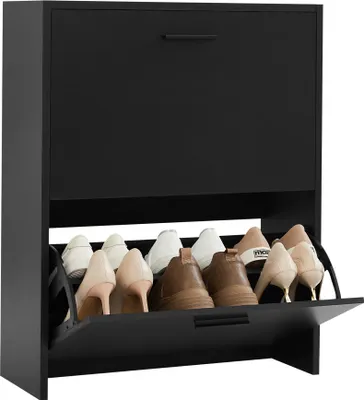 Image de CASABEL Meuble à Chaussures Moderne 2 Abattants - 12 Paires - Rangement chaussures en Bois Composite
