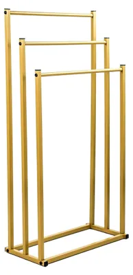 Produktbild von Freistehender Handtuchständer aus Metall in Gold mit 3 Armen, 86 cm hoch