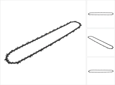 A chainsaw chain is shown against a white background.