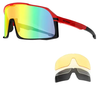 Imagen del producto de Gafas de ciclismo polarizadas, con 4 lentes intercambiables, montura de TR90, para actividades deportivas
