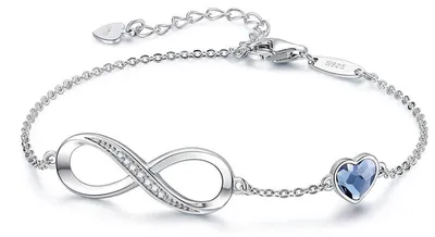 Zdjęcie produktu dla Elegancka bransoletka typu "infinity" ze srebra próby 925, ozdobiona różowym kryształem
