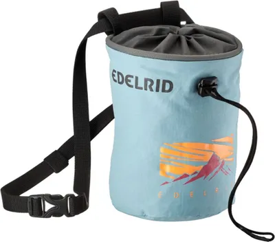Kleinere Chalk Bag in Blau von Edelrid mit verstellbarem Gurt und Kordelzugverschluss.