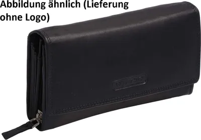 Produktbild von Damenlangbörse Leder mit Klappe, Reißverschlusskleingeldfach, schw
