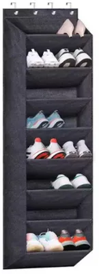Immagine prodotto di Scaffale per scarpe - Montaggio a parete - Cassetto porta scarpe sospeso - Per riporre scarpe, cappelli e asciugamani - Nero
