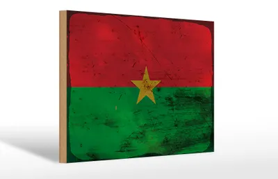 Produktbild von Holzschild Flagge Burkina Fasos 30x20cm Burkina Faso Rost