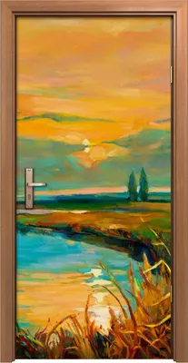 Produktbild von Türposter 90x200 cm Türaufkleber Türtapete Türfolie Klebefolie Landschafts fluss Sonnenuntergang See