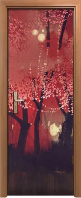 Produktbild von Türposter 70x200 cm Türaufkleber Türtapete Türfolie Klebefolie Nacht Herbst Wald Fantasie Landschaft