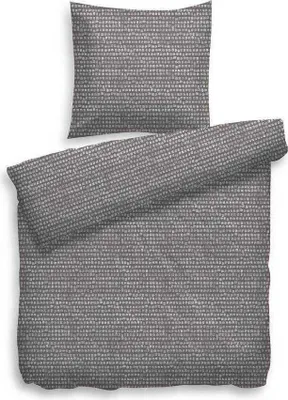 Immagine prodotto di Biancheria da letto in cotone rinforzato a righe Martin grigio 100% cerniera Heckett & Lane Copripiumino Federa Set letto resistente