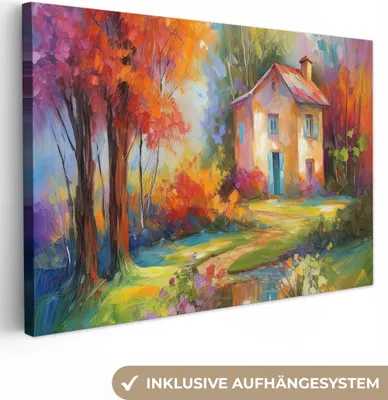 Obrázok produktu pre MuchoWow® - Obrazy na plátne - Krajina - Farebné - Olejomaľba - Umenie, nástenné umenie, nástenné dekorácie Obývacia izba, 90x60cm