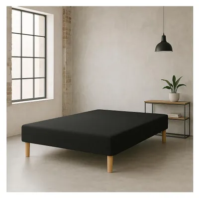 Image de SOMMIER TAPISSIER NOIR 130x200 cm | FABRICATION FRANÇAISE ARTISANALE | PIEDS OFF