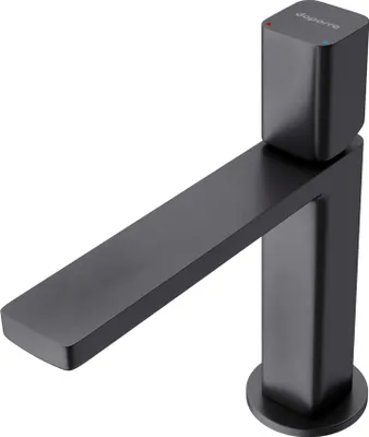 A black matte faucet on a white background.