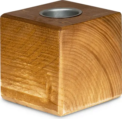 Produktbild von levandeo Teelichthalter Holz Massiv 10x10cm Eiche Farbig Kerzenständer Rustikal