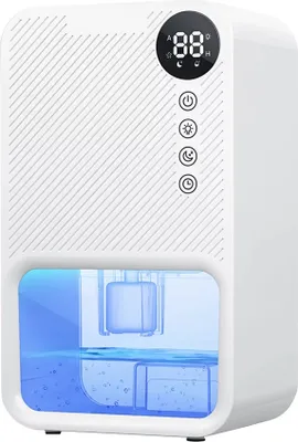 Produktbild von Elektrische Luftentfeuchter fuer zu Hause, 37 OZ Kapazitaet, leiser Luftentfeuchter fuer Zimmer mit automatischer Abschaltung, 7 Farben, LED-Licht, 24-Stunden-Timer, tragbarer Luftentfeuchter fuer Badezimmer/Schlafzimmer/Keller/Wohnmobil