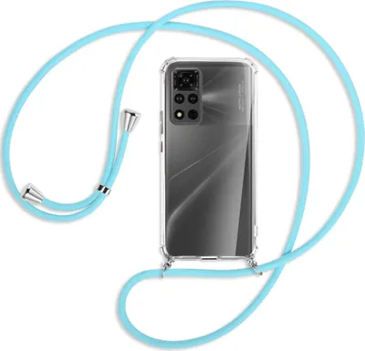 Produktbild von Handykette Backcover-Schutzhülle mit Band (Metall silberfarben) für Honor View 40 Pro (V40 Pro, 6.6'') - himmelblau